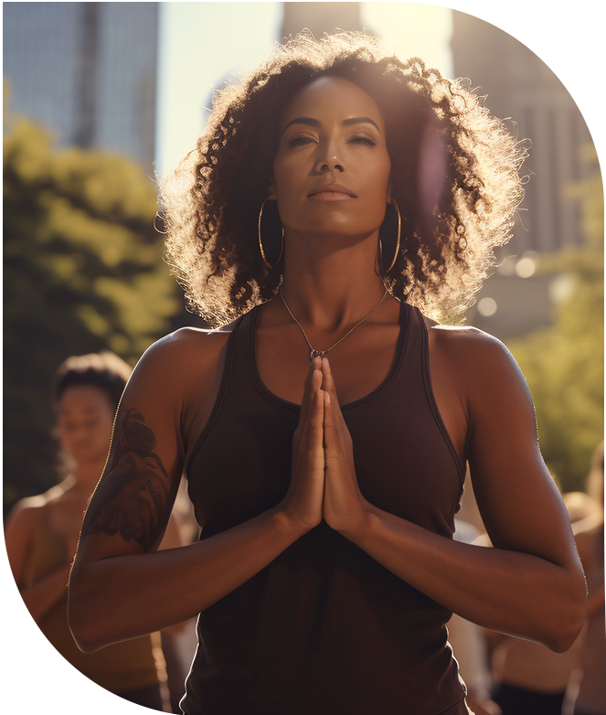 woman doing yoga outside